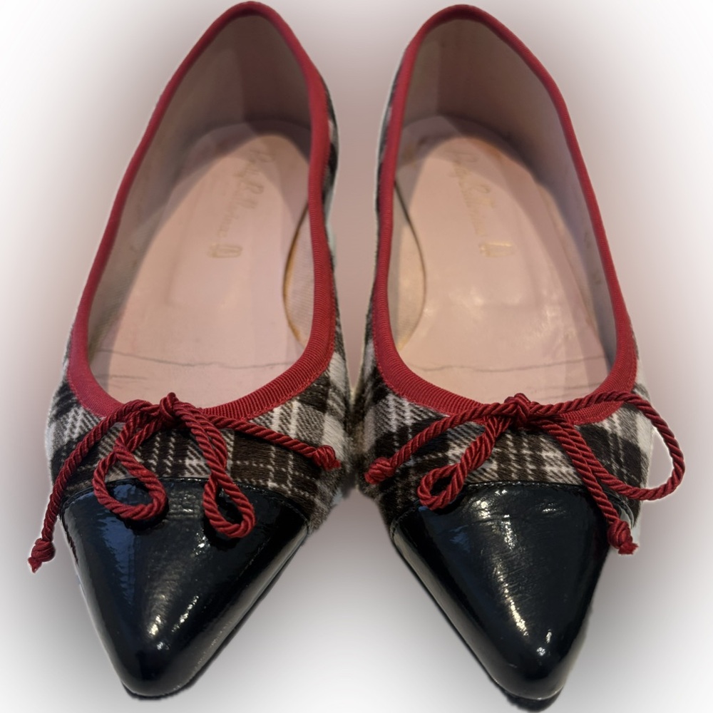 Pretty Ballerinas - Ella Pointed- Toe Plaid Ballet Flats - Size 37